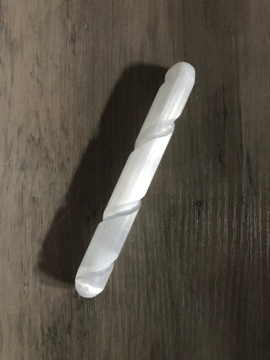 Selenite Twisted Wand