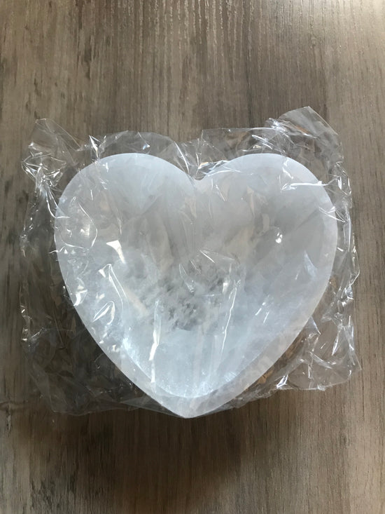 Satin Spar Heart Shaped Bowl