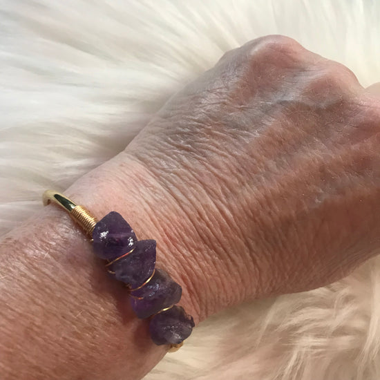 Amethyst Rough Stone Cuff Bracelet