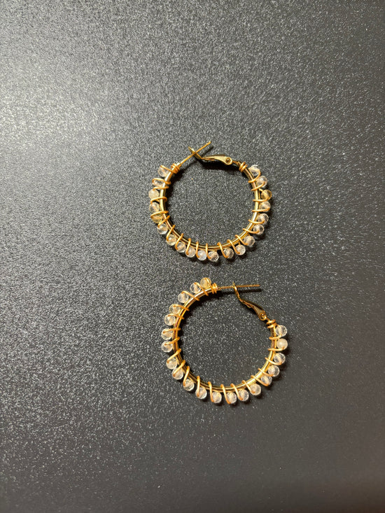 Citrine Faceted 3mm Hoop Earrings